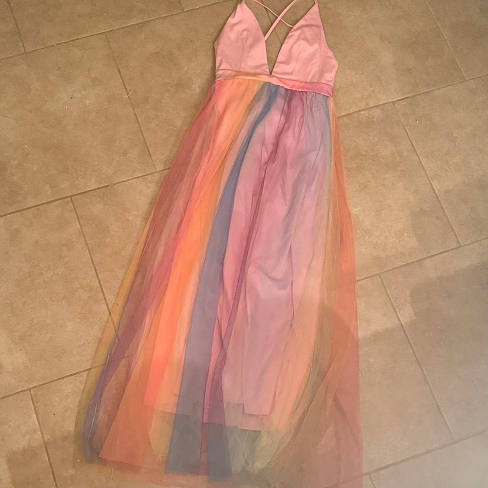 Multicolor Rainbow Maxi Dress